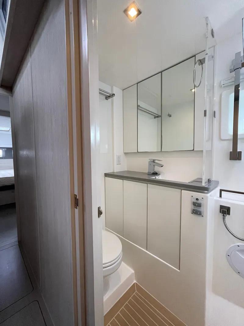 Slide: The Image of Modern bathroom on Leopard 45 yacht, year 2021. - 39