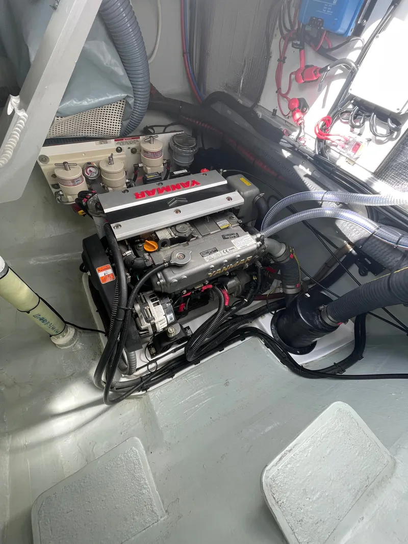 Slide: The Image of Yanmar engine in the engine room of a 2021 Leopard 45 yacht. - 44
