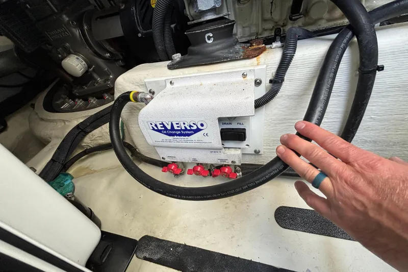 Slide: The Image of Engine room of 2019 Sabre 45 Salon Express with Reverso oil change system. - 48