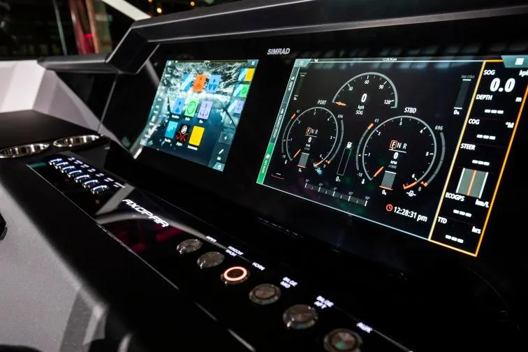 Slide: The Image of Dashboard of 2027 Axopar 37 Spyder with advanced digital displays and controls. - 7