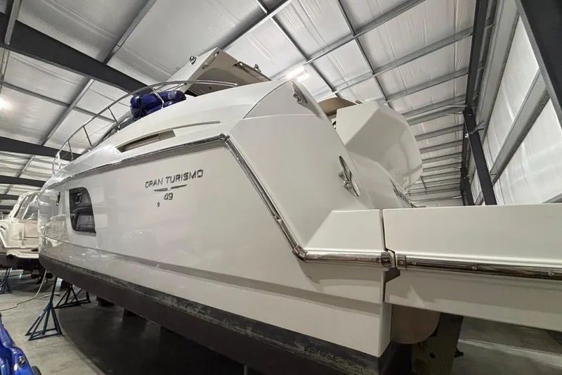 Slide: The Image of 2014 Beneteau Gran Turismo 49 yacht in indoor storage facility. - 23