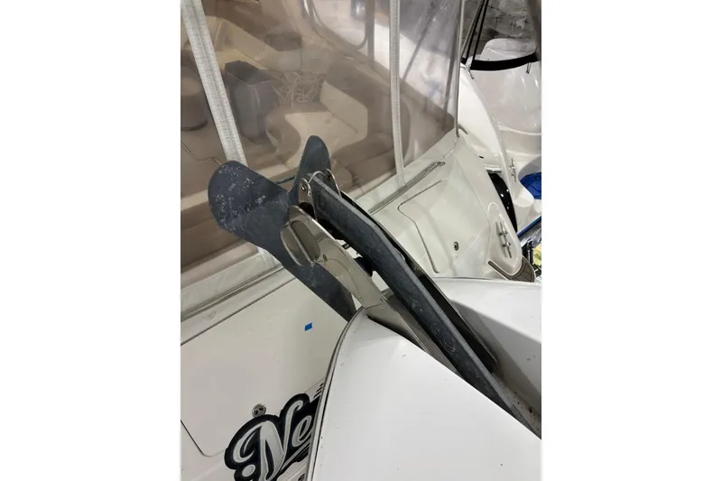 Slide: The Image of 2014 Beneteau Gran Turismo 49 yacht with visible propeller and deck details. - 36