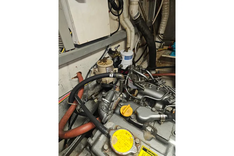 Slide: The Image of Engine compartment of a 1987 Morgan Classic 41 Center Cockpit sailboat. - 55