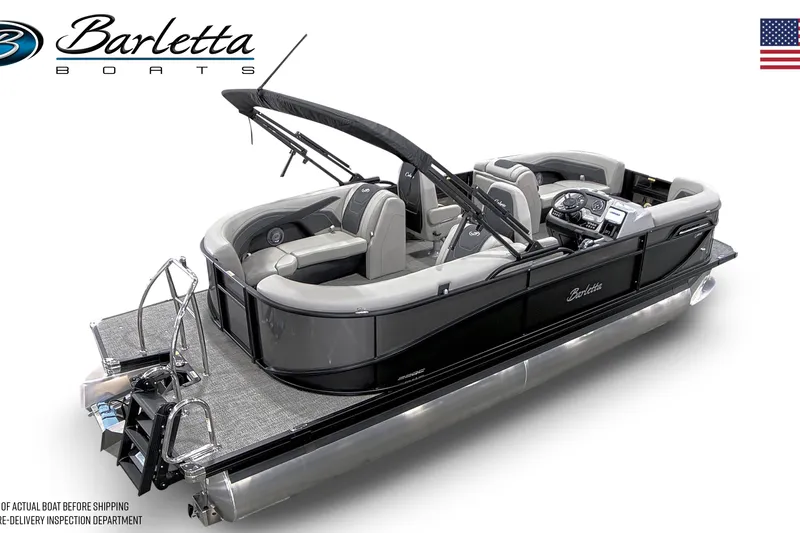 Slide: The Image of 2026 Barletta Cabrio 22QC pontoon boat with sleek design and modern features. - 8