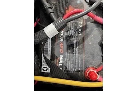Slide: The Image of Close-up of a 100Ah battery in a 2018 Tracker Pro Team 175 TXW boat. - 9