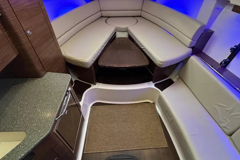 Slide: The Image of Interior of 2016 Boston Whaler 345 Conquest with seating and ambient lighting. - 21