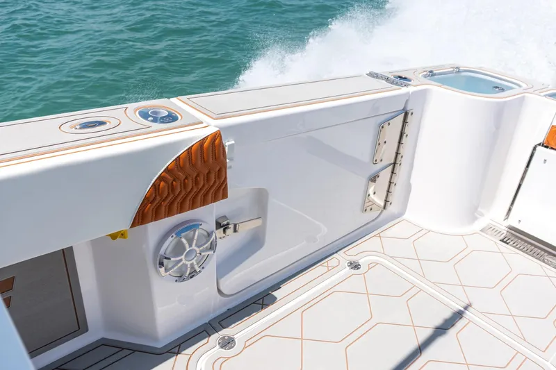 Slide: The Image of Interior view of Twin Vee 400 GFX2 CC boat, 2026 model. - 18