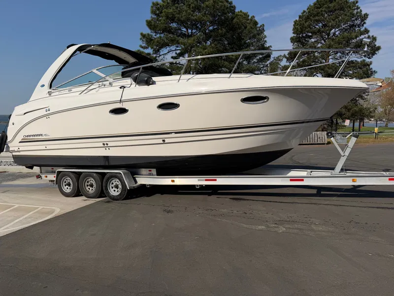 Slide: The Image of 2003 Chaparral 330 Signature boat on trailer, side view. - 2