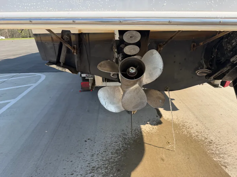 Slide: The Image of Rear view of a 2003 Chaparral 330 Signature boat propeller. - 23