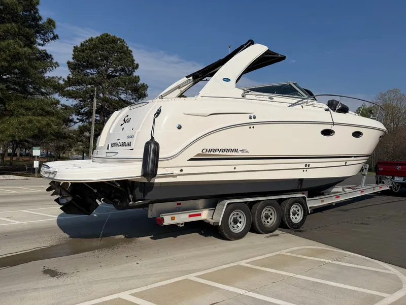 Slide: The Image of 2003 Chaparral 330 Signature boat on trailer, side view. - 3