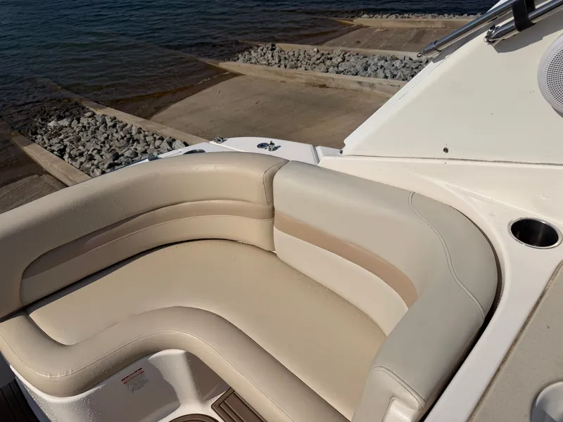 Slide: The Image of Interior of 2003 Chaparral 330 Signature with beige seating area. - 8