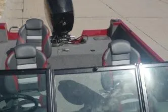 Slide: The Image of 2023 Ranger VS1882 WT boat with seating and motor, viewed from above. - 6