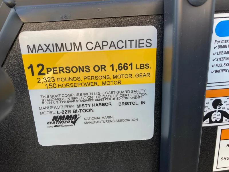 Slide: The Image of Maximum capacity sign for 12 persons or 1,661 pounds. - 16
