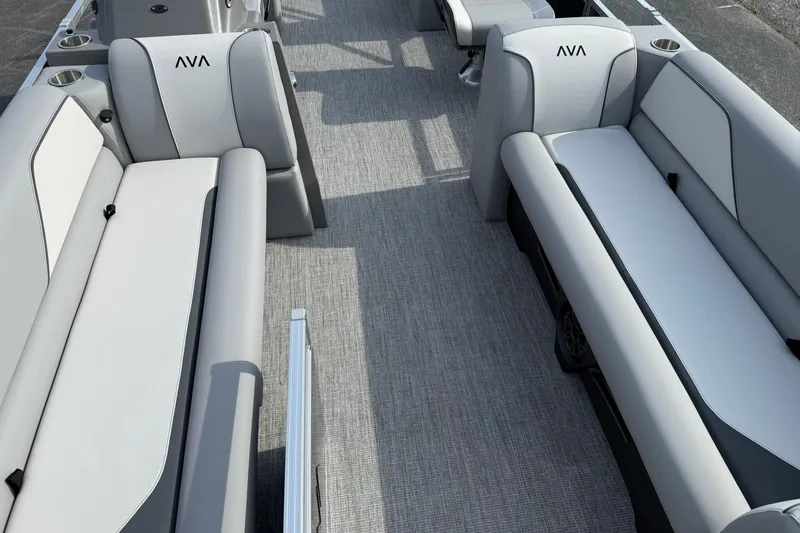 Slide: The Image of 2026 Avalon Venture Quad Lounge interior with gray seating and modern design. - 7