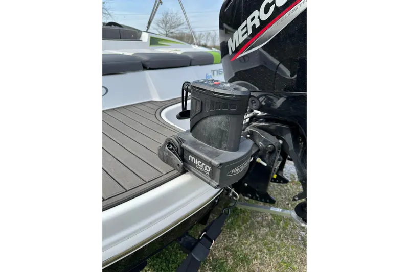 Slide: The Image of 2023 Tahoe T16 boat with Micro Anchor and Mercury engine. - 9