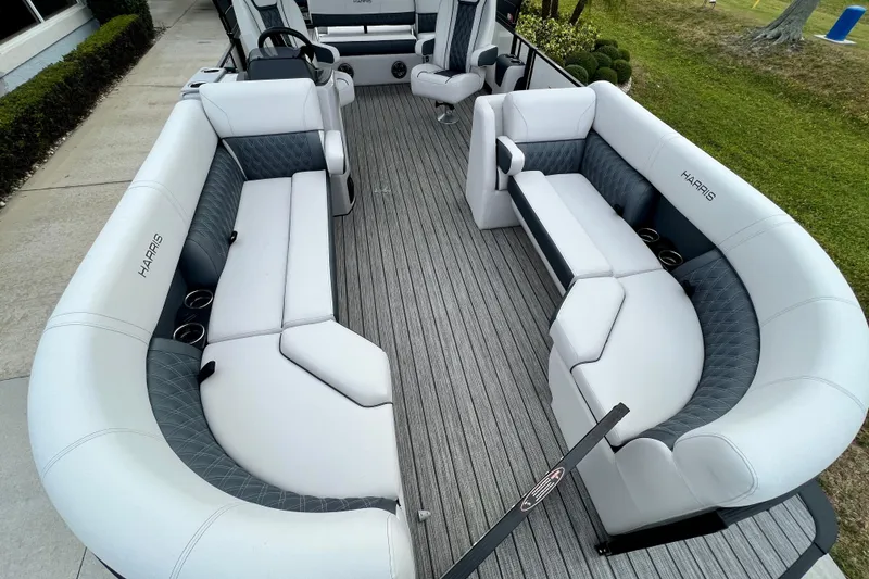 Slide: The Image of Interior of the 2025 Harris Sunliner 230 pontoon boat. - 8