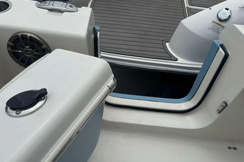 Slide: The Image of 2017 Sea Chaser 24 HFC boat interior with speaker and deck details. - 23