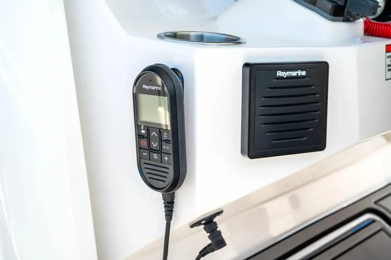 Slide: The Image of Raymarine marine electronics on 2026 Twin Vee 340 GFX CC boat dashboard. - 10