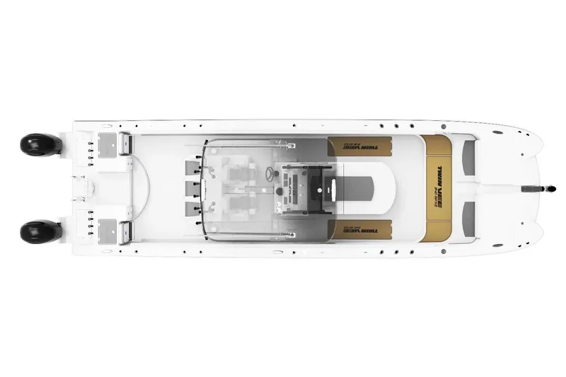 Slide: The Image of Manufacturer Provided Image: Top view of 2026 Twin Vee 340 GFX CC boat with dual engines. - 22