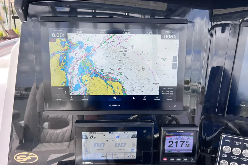 Slide: The Image of Garmin navigation display on 2019 Sea Fox 328 Commander boat dashboard. - 37