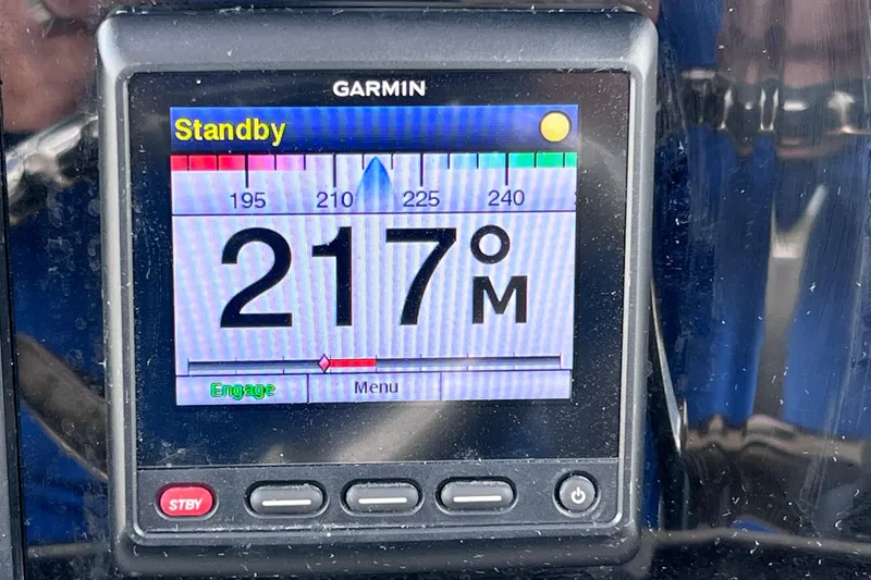 Slide: The Image of Garmin marine display showing 217° heading on a 2019 Sea Fox 328 Commander. - 38