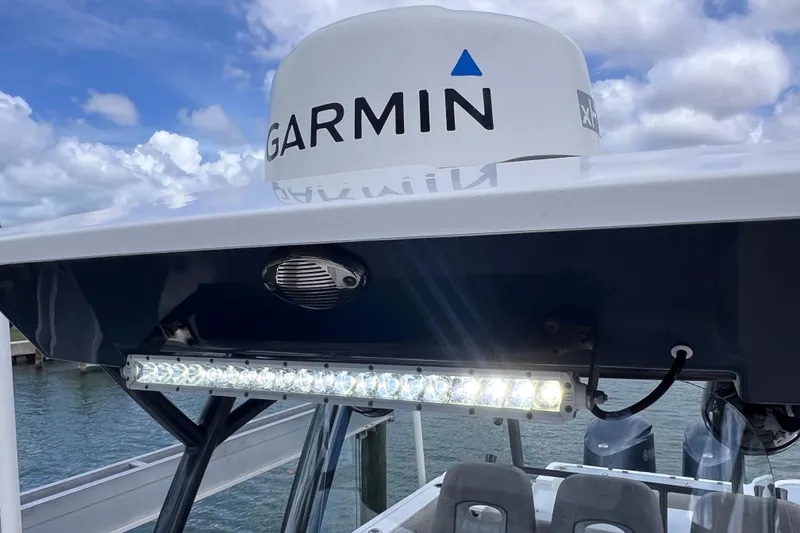 Slide: The Image of Sea Fox 328 Commander 2019 boat with Garmin radar and LED lights on the deck. - 69