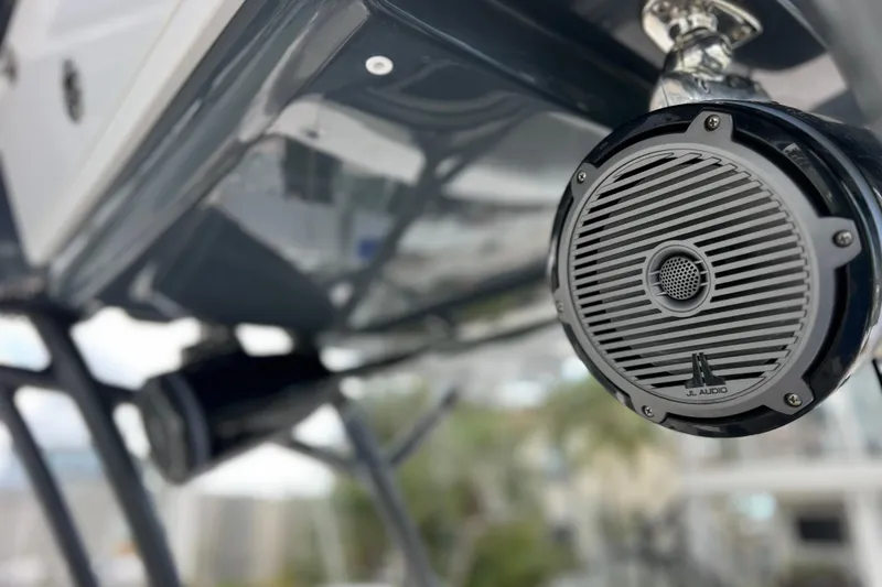 Slide: The Image of Close-up of JL Audio speaker on 2019 Sea Fox 328 Commander boat. - 73
