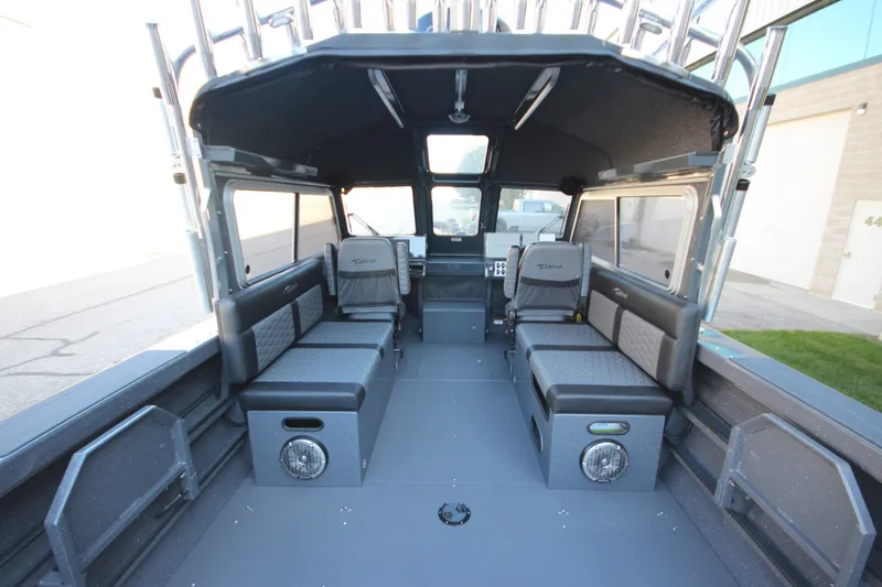 Slide: The Image of Interior of 2027 Weldcraft 240 Maverick DV boat with seating and storage. - 22