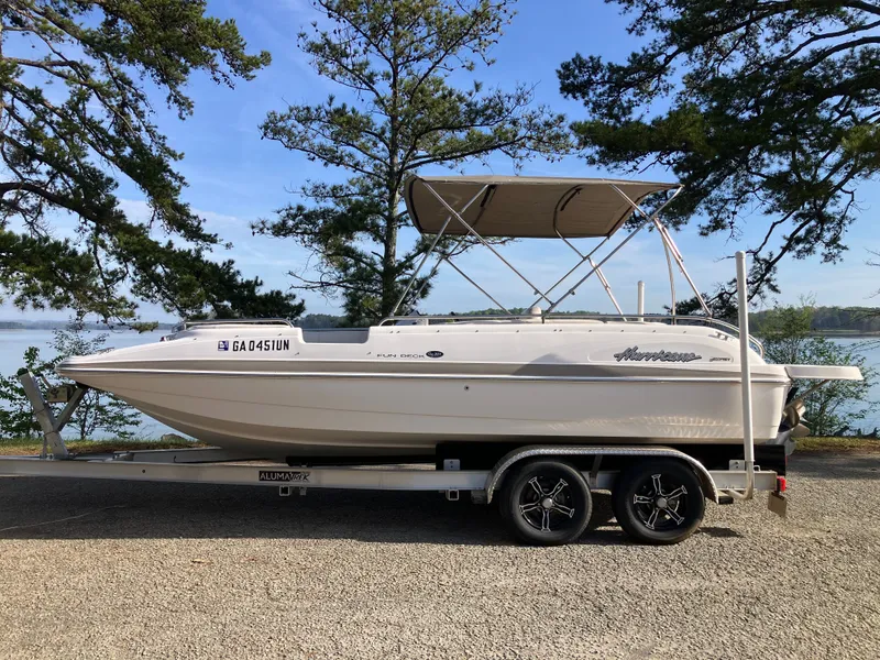 The Image of 2004 Hurricane 201 GS boat on trailer, lake in background. - 0