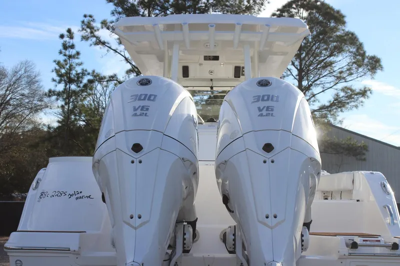 Slide: The Image of 2026 Sea Fox 288 Commander with dual 300 V6 engines, rear view. - 17