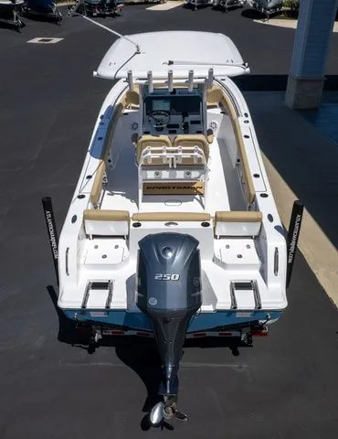 Slide: The Image of 2026 Sportsman Heritage 231 Center Console boat, aerial view. - 16