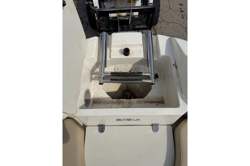Slide: The Image of 2016 Stingray 215 LR boat ladder and storage compartment detail. - 10