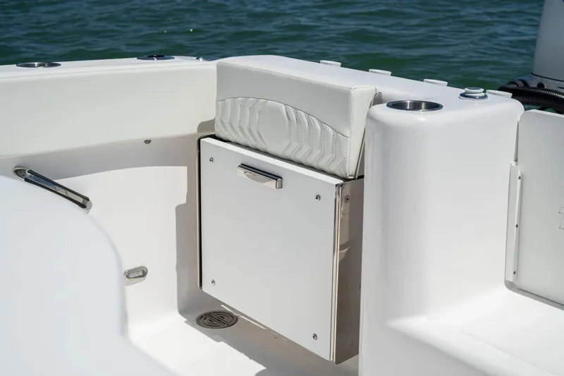 Slide: The Image of Close-up of Twin Vee 280 GFX2 CC boat seat, 2026 model. - 14