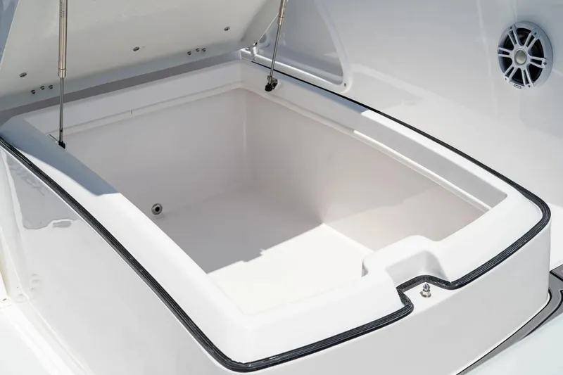 Slide: The Image of Open storage compartment in Twin Vee 280 GFX2 CC boat, 2026 model. - 6