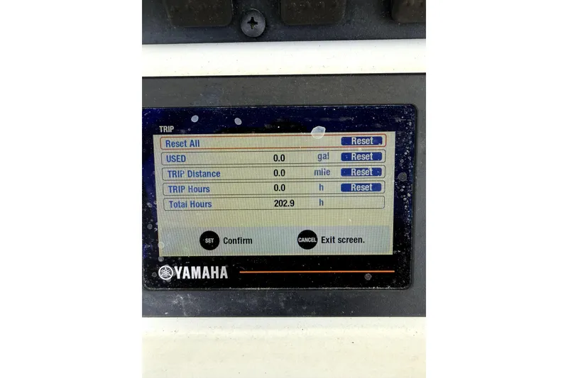 Slide: The Image of Yamaha display showing trip data for 2018 Sea Hunt Ultra 234 boat. - 2