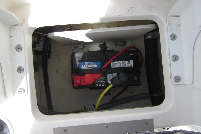 Slide: The Image of Battery compartment of 2023 Robalo R180 Center Console boat. - 22