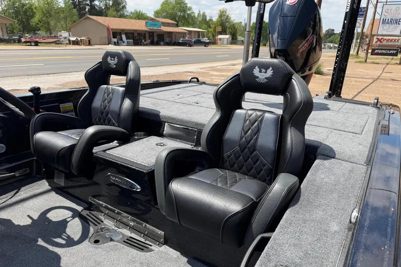 Slide: The Image of Interior of 2026 Phoenix 921 Elite X II boat with black leather seats. - 4