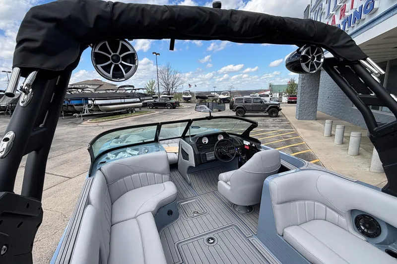 Slide: The Image of Interior of 2026 MB B52 23 Classic boat with sleek seating and modern dashboard. - 30