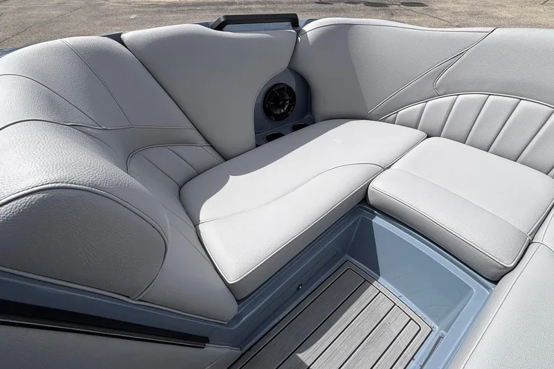 Slide: The Image of Luxurious seating in 2026 MB B52 23 Classic boat, featuring sleek gray upholstery. - 46