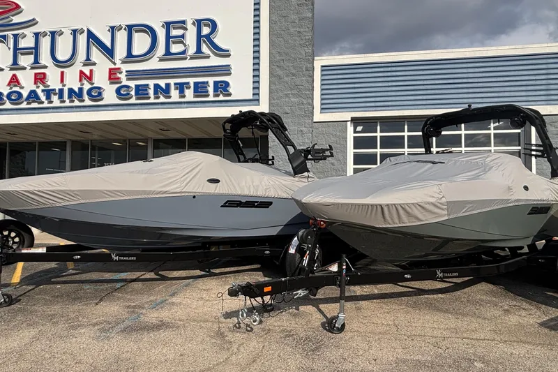 Slide: The Image of 2026 MB B52 23 Classic boat rear view with wakeboard tower and swim platform. - 6