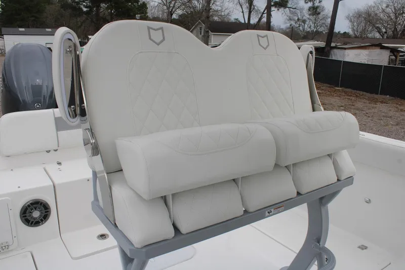 Slide: The Image of Luxury seating on 2026 Sea Fox 268 Commander boat, featuring diamond-stitched upholstery. - 13
