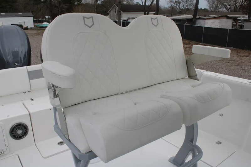 Slide: The Image of Luxury seating on 2026 Sea Fox 268 Commander boat, featuring diamond-stitched upholstery. - 14