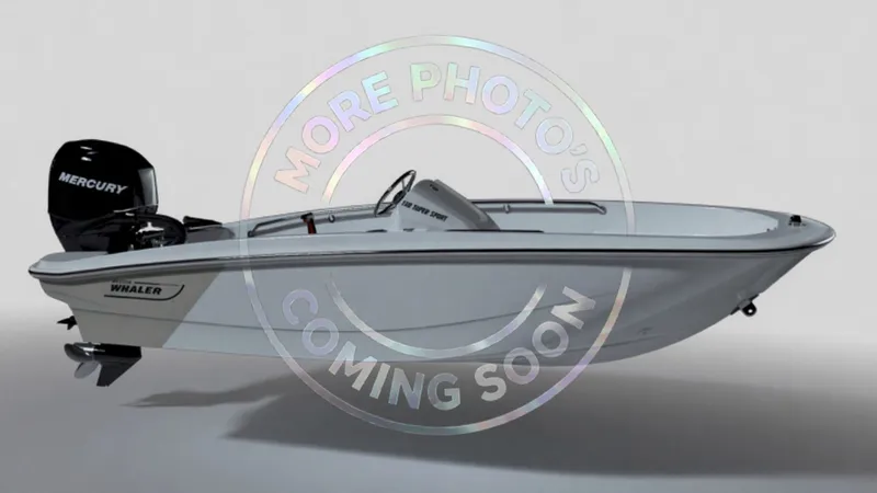 Slide: The Image of 2019 Boston Whaler 130 Super Sport parked on trailer outdoors. - 0