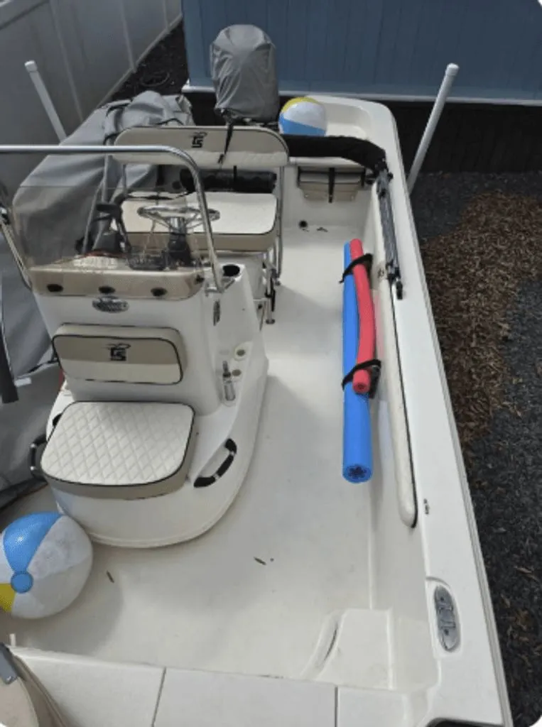 Slide: The Image of 2020 Carolina Skiff 19 LS boat with beach toys and accessories. - 5