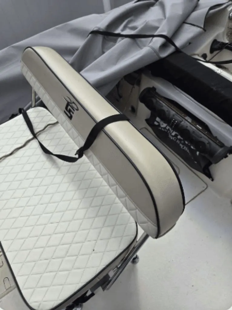 Slide: The Image of Interior view of a 2020 Carolina Skiff 19 LS boat with seat cushion. - 6