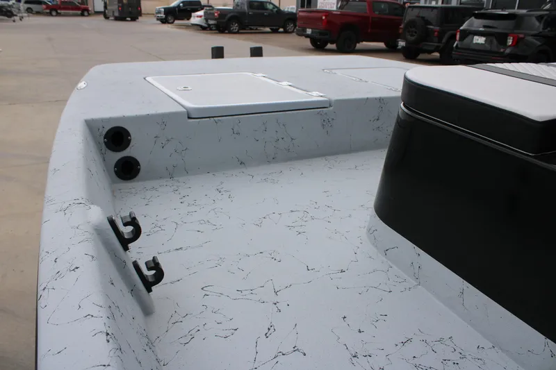 Slide: The Image of 2026 Freedom Boats 16' Eagle deck with sleek design and rod holders. - 3