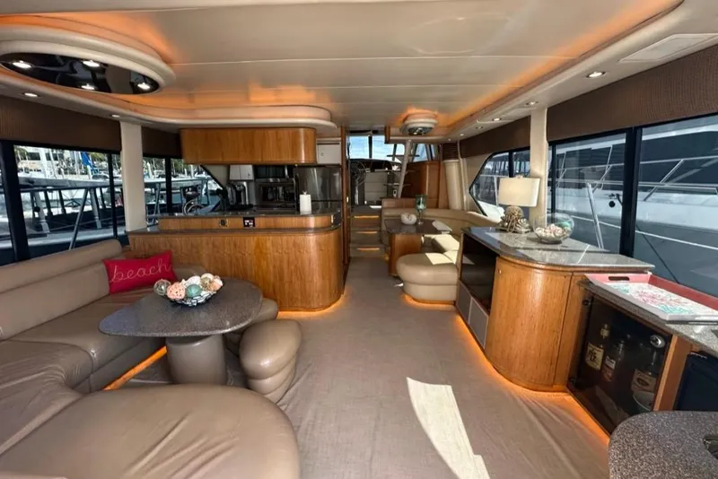 Slide: The Image of Luxurious interior of 1999 Bayliner 5788 Pilot House Motoryacht with elegant seating and modern amenities. - 3