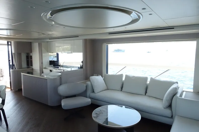 Slide: The Image of Luxurious interior of 2026 Absolute Navetta 70 yacht with modern furnishings and ocean view. - 17