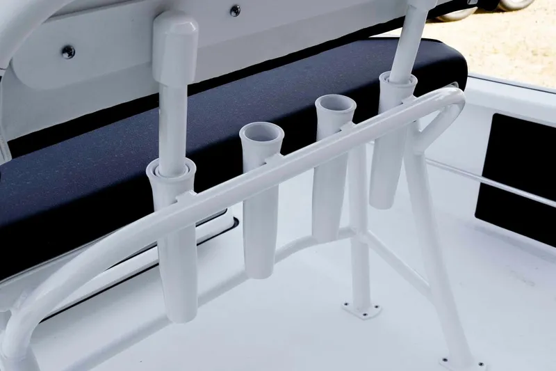 Slide: The Image of 2026 Tidewater 2110 Bay Max boat seat with integrated rod holders. - 19