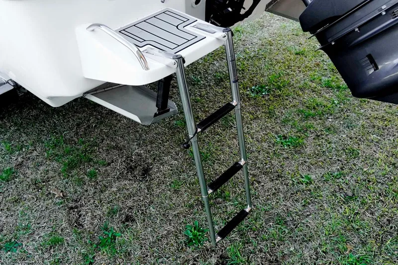 Slide: The Image of 2026 Tidewater 2110 Bay Max boat ladder on grassy surface. - 31